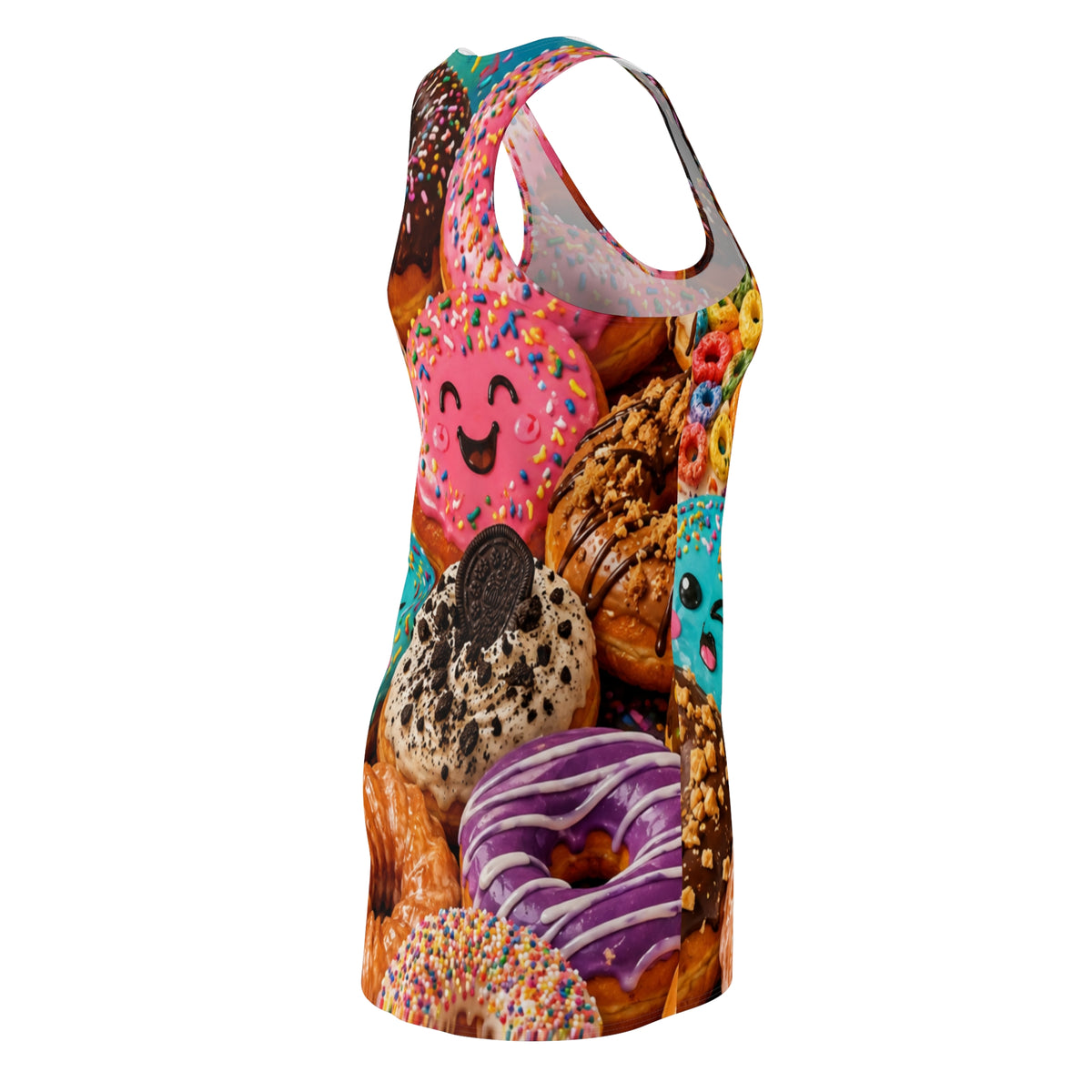 Cute Donut Pattern Racerback Dress | Colorful Donuts All-Over Print