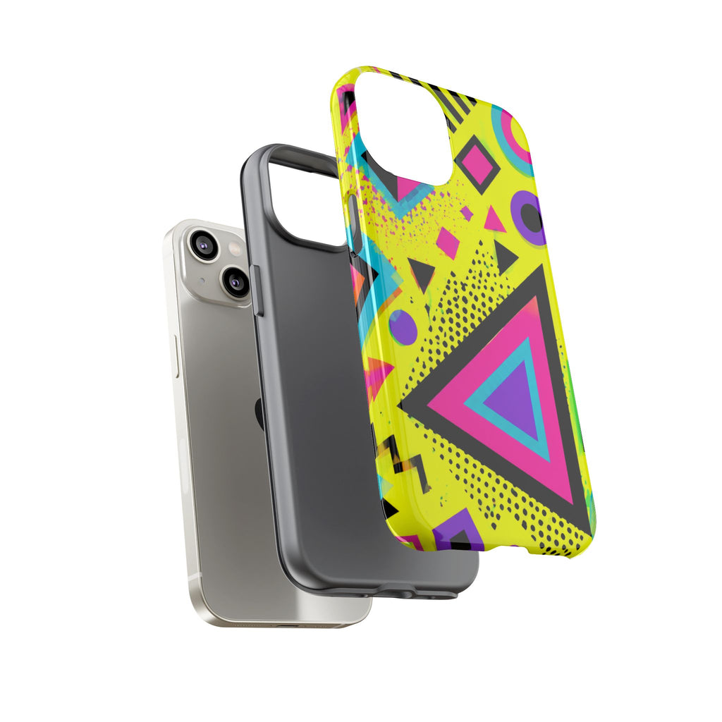 Retro 80s Geometric Phone Case — Neon Memphis Triangle Design