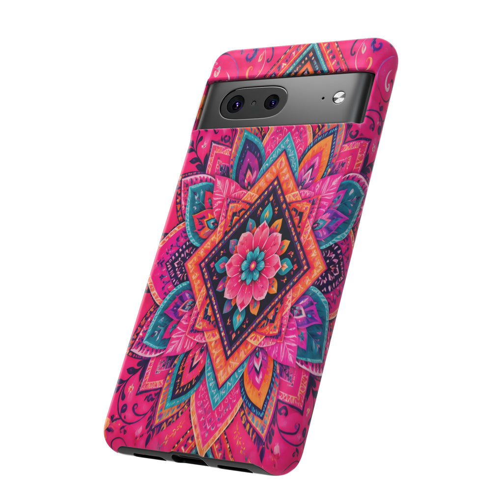 Floral Mandala Tough Phone Case — Pink Boho Protective Cover
