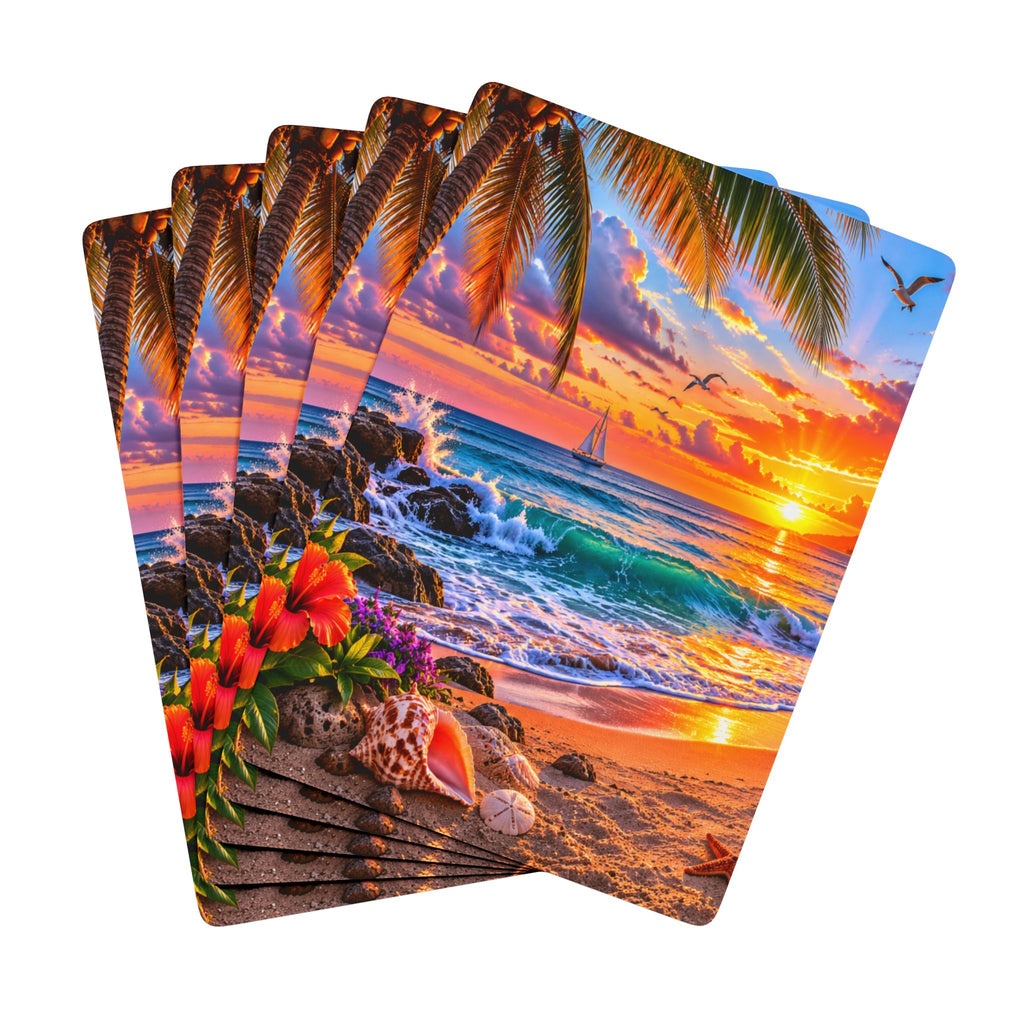 Tropical Sunset Poker Playing Cards – Scenic Beach Deck for Game Night & Gifts