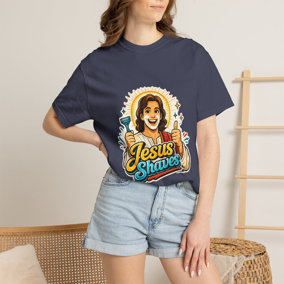 Jesus Shaves T-shirt | Retro Jesus Illustration, Shaving Theme