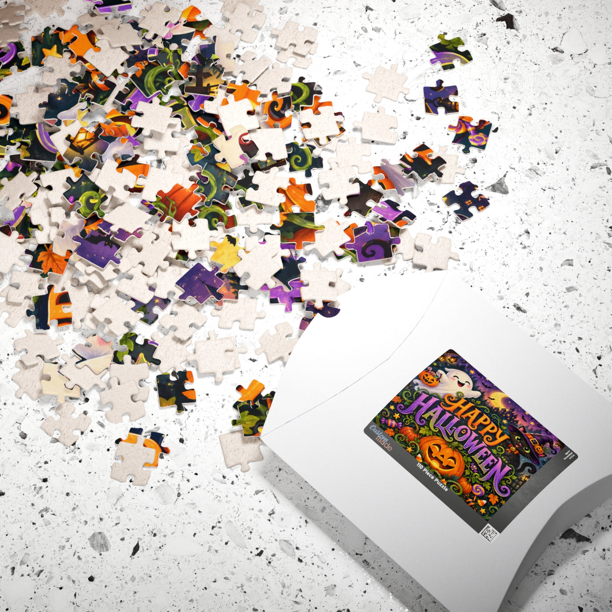 Happy Halloween Jigsaw Puzzle — Festive Pumpkin, Ghost & Witch Cat Puzzle (110/252/520/1014 pcs)
