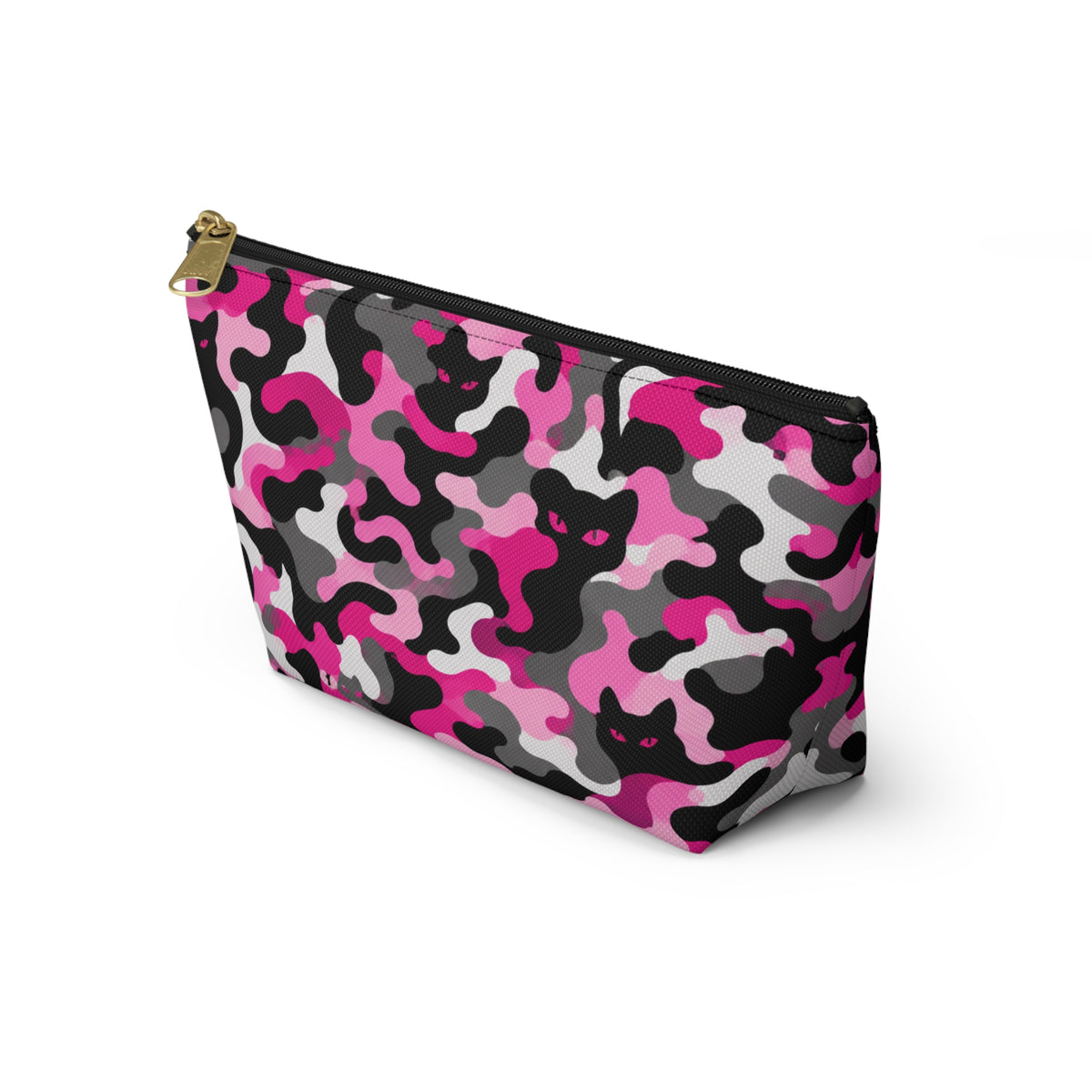 Pink Camouflage Cat Pattern Accessory Pouch