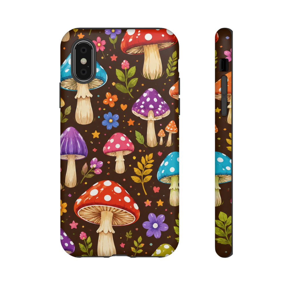 Colorful Mushroom Pattern Tough Case | Phone Cover, Woodland Fungi Design