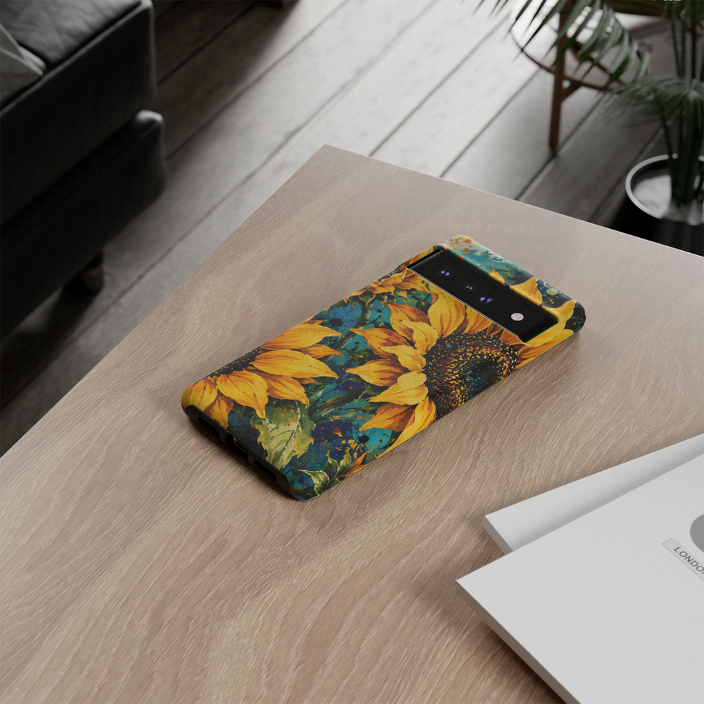 Sunflower Art Phone Case — Vibrant Yellow Floral Tough Case