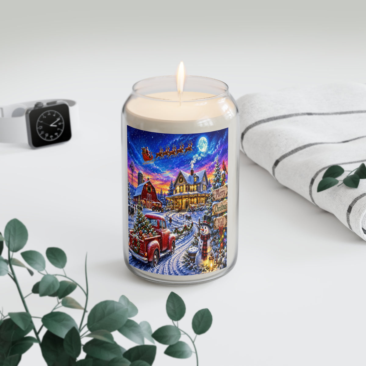 Christmas Soy Candle — Vintage Holiday Village Scene (13.75 oz)