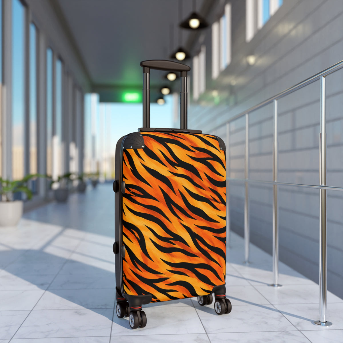 Tiger Stripe Carry-On Suitcase – Bold Orange Animal Print Luggage