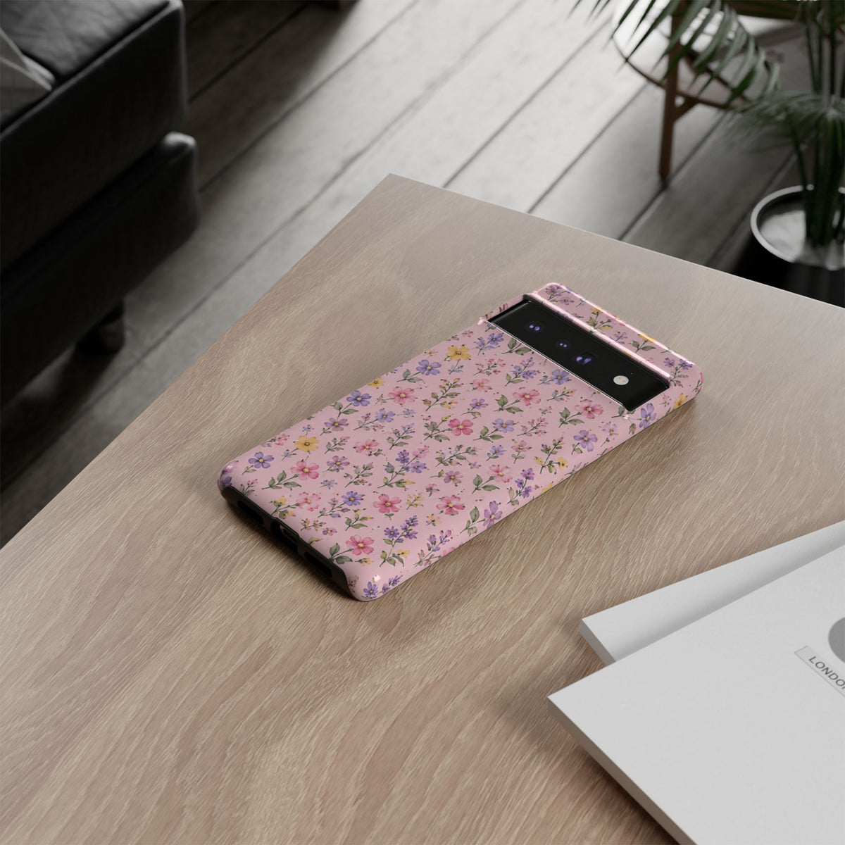 Floral Pink Tough Phone Case — Pastel Wildflower Protective Case