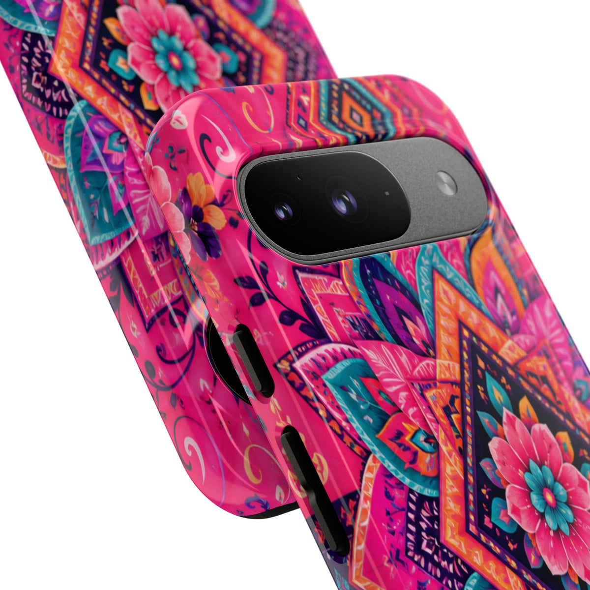 Floral Mandala Tough Phone Case — Pink Boho Protective Cover