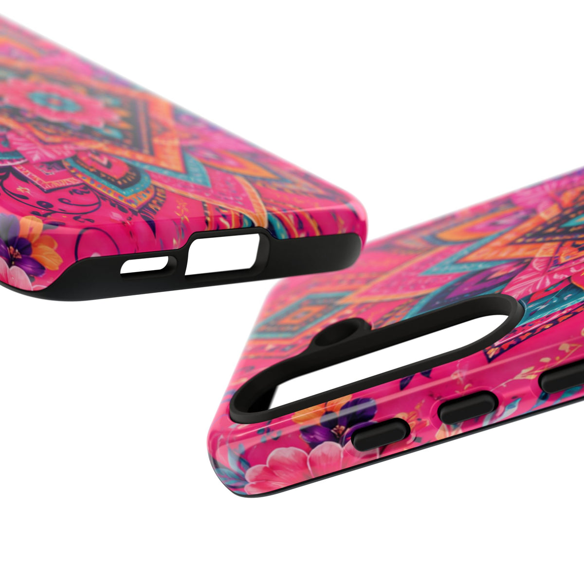 Floral Mandala Tough Phone Case — Pink Boho Protective Cover