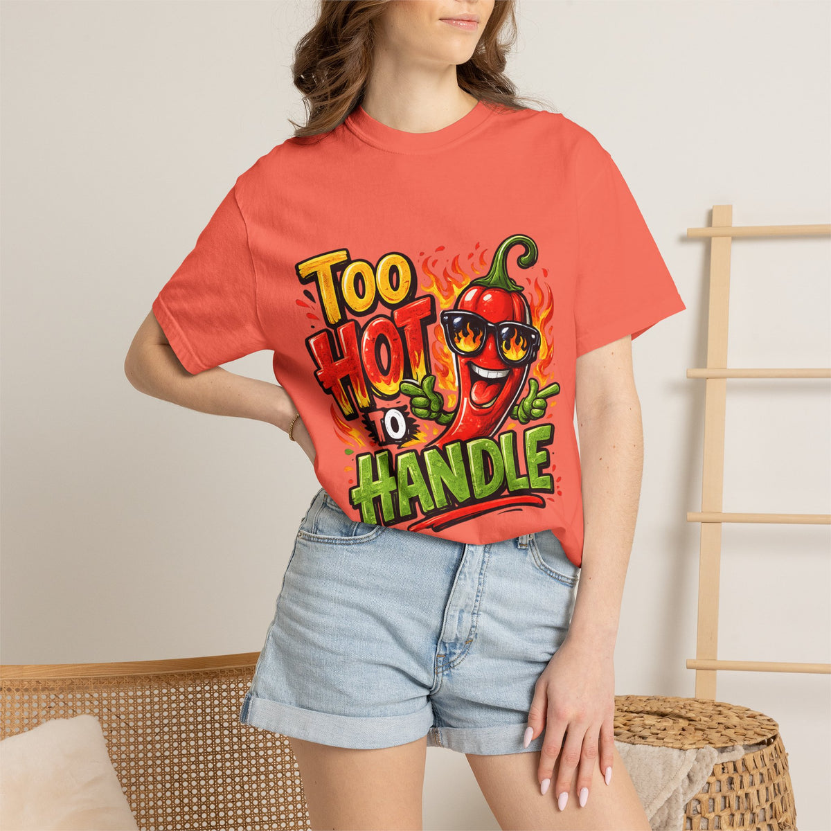 Too Hot to Handle pepper graphic T-shirt | spicy chili design