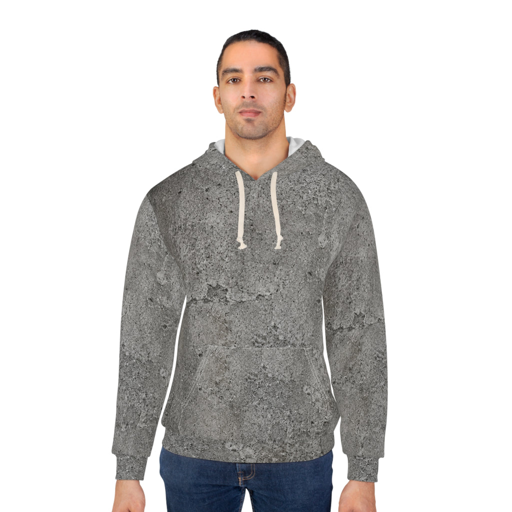 Concrete Texture Hoodie — Industrial Grey All-Over Print Pullover