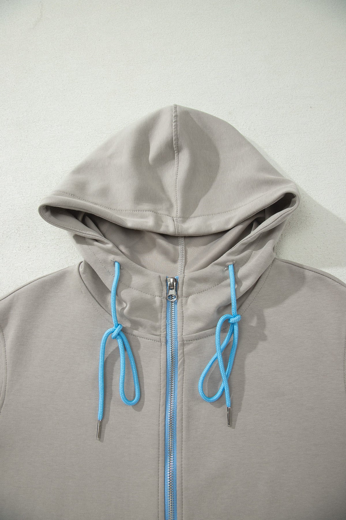 Contrast Trim Zip-Up Jacket & Drawstring Skort Set