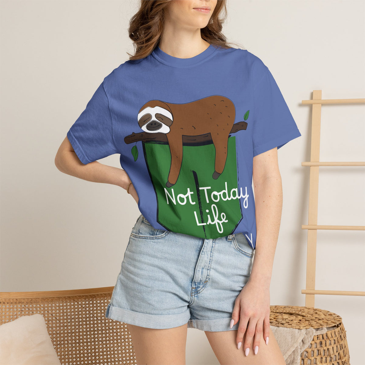 Sloth Pocket Tee — "Not Today" Lazy Sloth Graphic T-Shirt