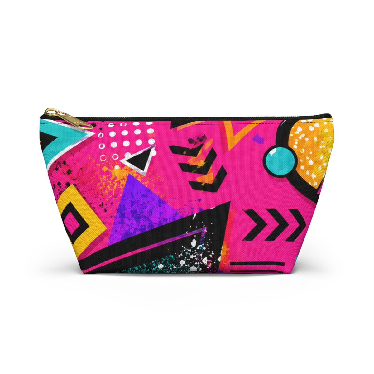 90s Neon Geometric Print Accessory Pouch | T-Bottom Cosmetic Bag