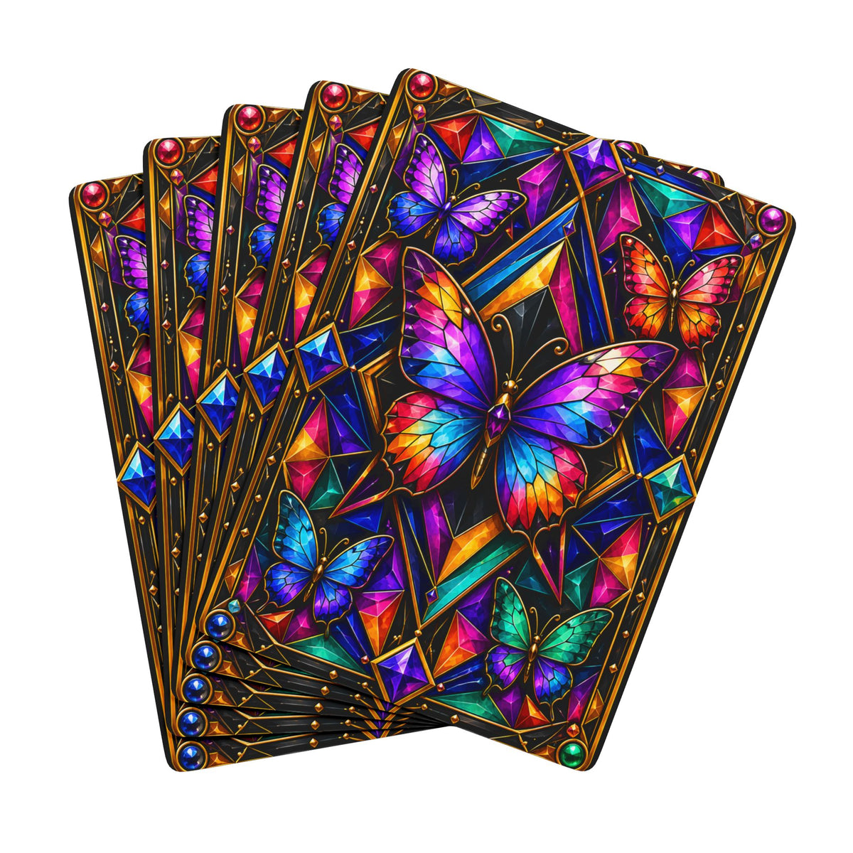 Butterfly Stained Glass Poker Playing Cards – Vibrant Deck for Game Nights & Gifts
