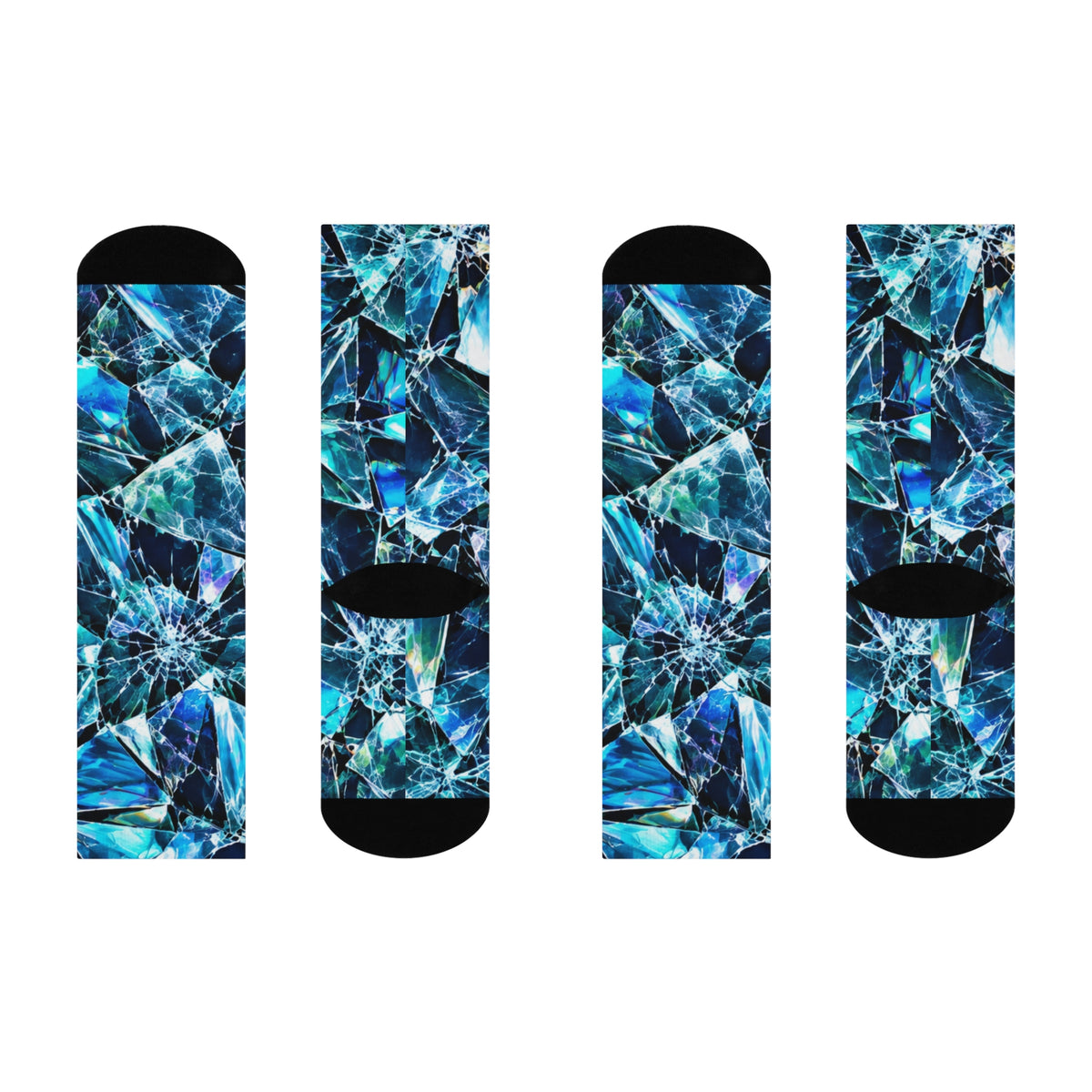 Blue Crystal Pattern Crew Socks — Cushioned Athletic Socks