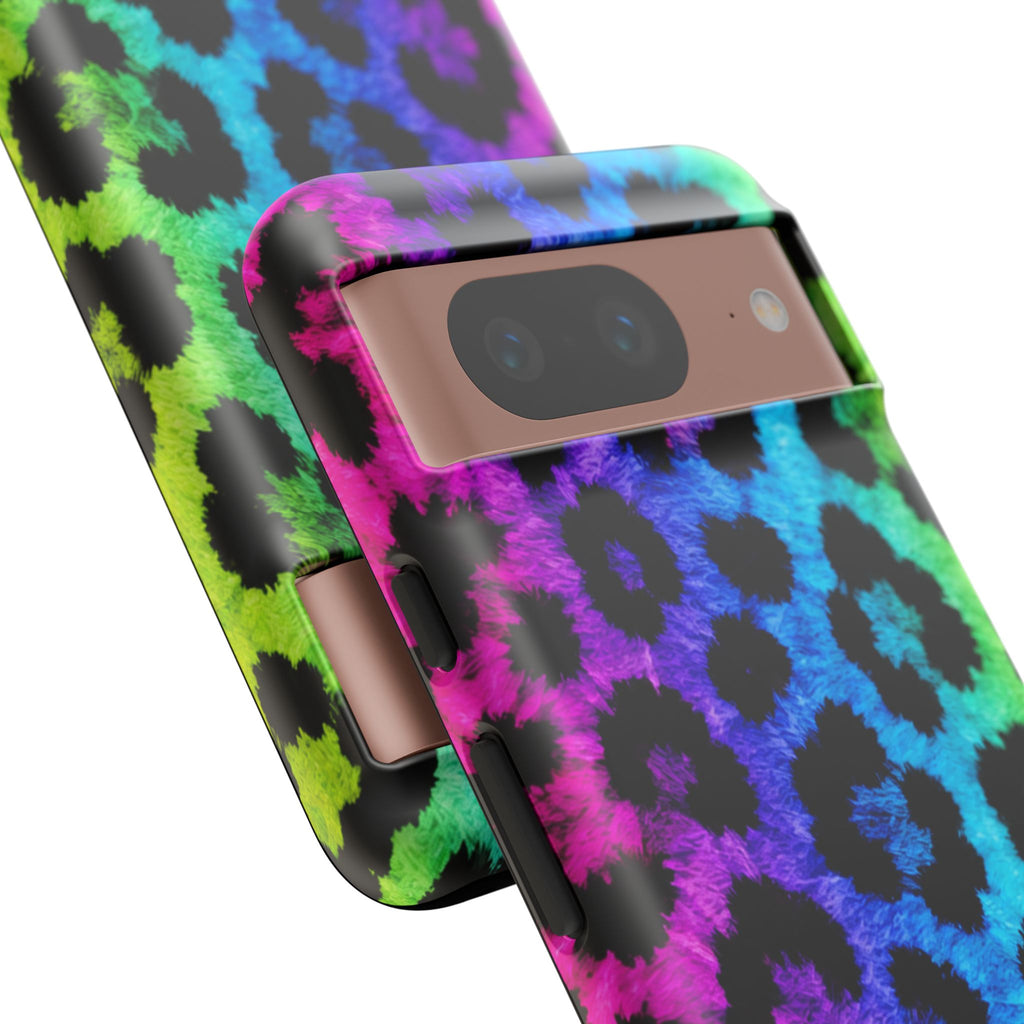 Neon Rainbow Leopard Tough Case – Colorful Animal Print Phone Cover