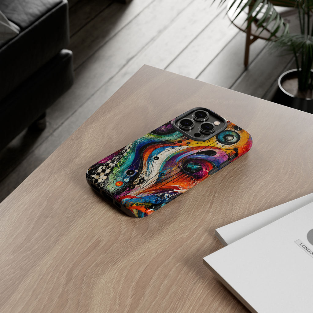 Abstract Cosmic Swirl Phone Case — Colorful Artistic iPhone Tough Case