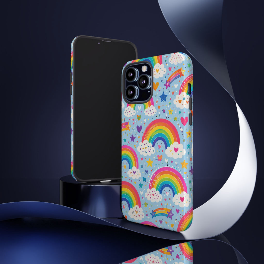 Rainbow Clouds Phone Case — Cute Pastel Rainbow Pattern Tough Case