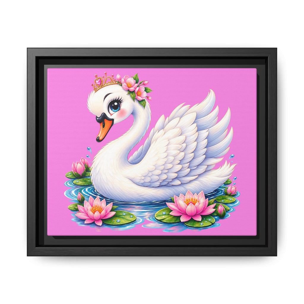 Swan with Water Lilies Matte Canvas