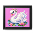 Swan with Water Lilies Matte Canvas