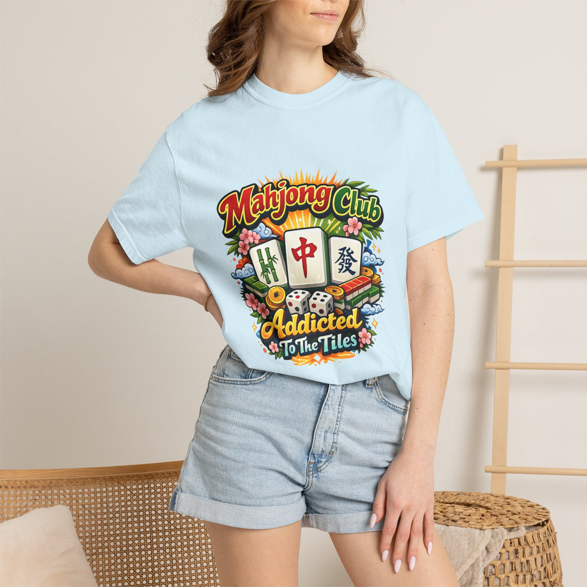 Mahjong Club Addicted to the Tiles T-shirt | Mahjong Graphic Tee