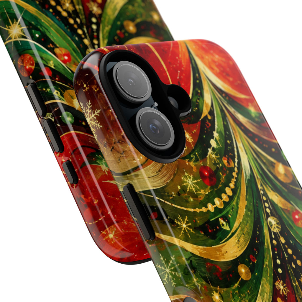 Christmas Tree Tough Phone Case — Festive Red & Green Holiday Phone Cover