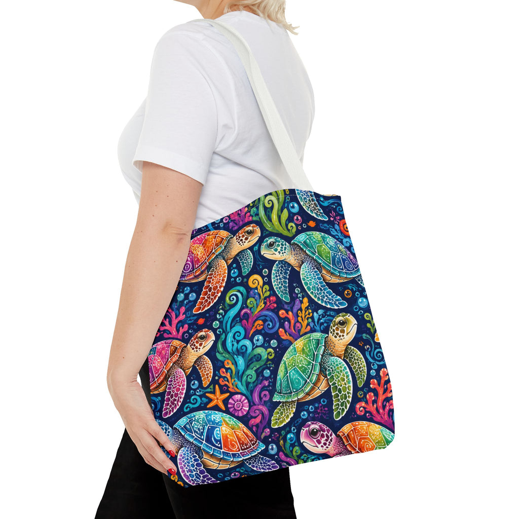 Colorful Sea Turtles Tote Bag — Vibrant Ocean Art Beach Tote