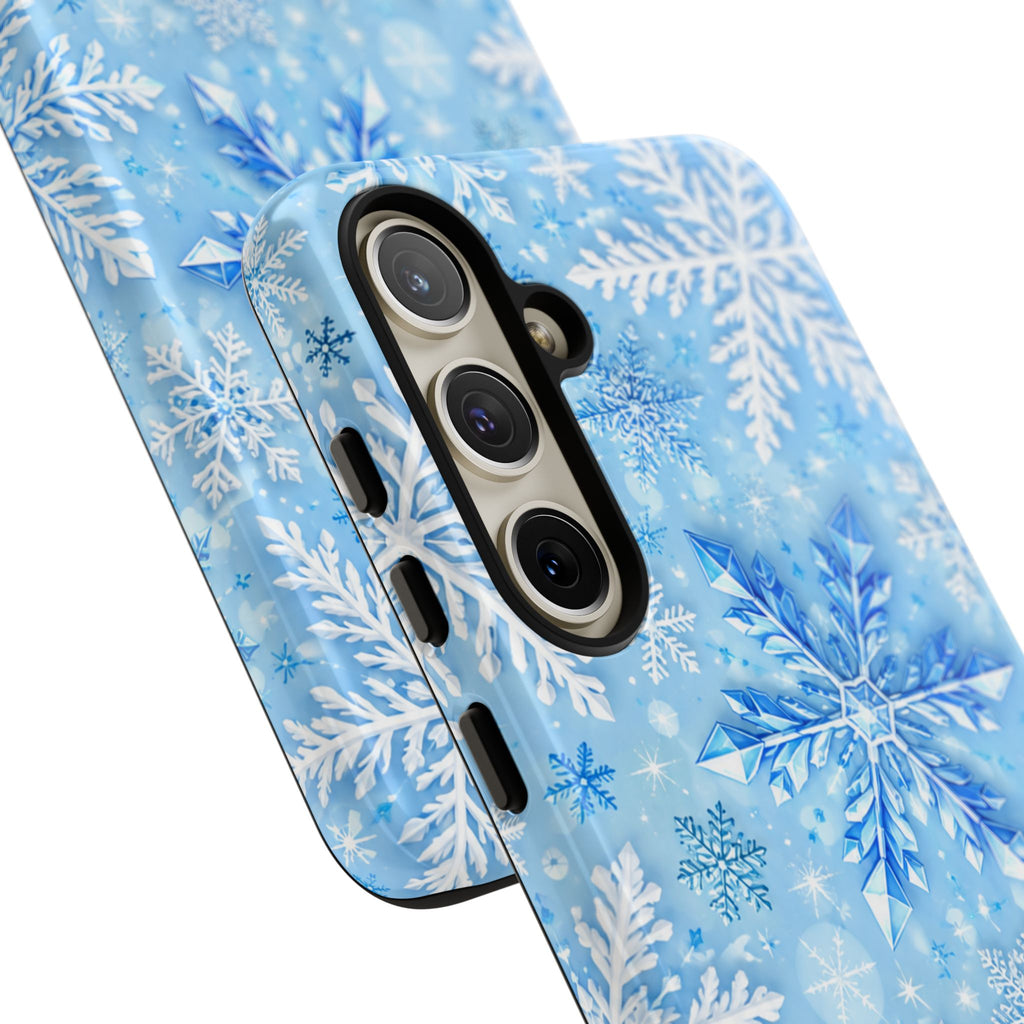 Winter Snowflake Tough Phone Case — Blue Holiday Protective Cover