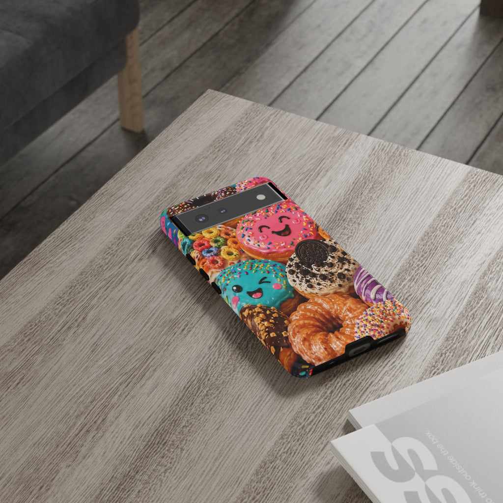 Donut Smile Tough Phone Case — Cute Colorful Desserts Protective Cover