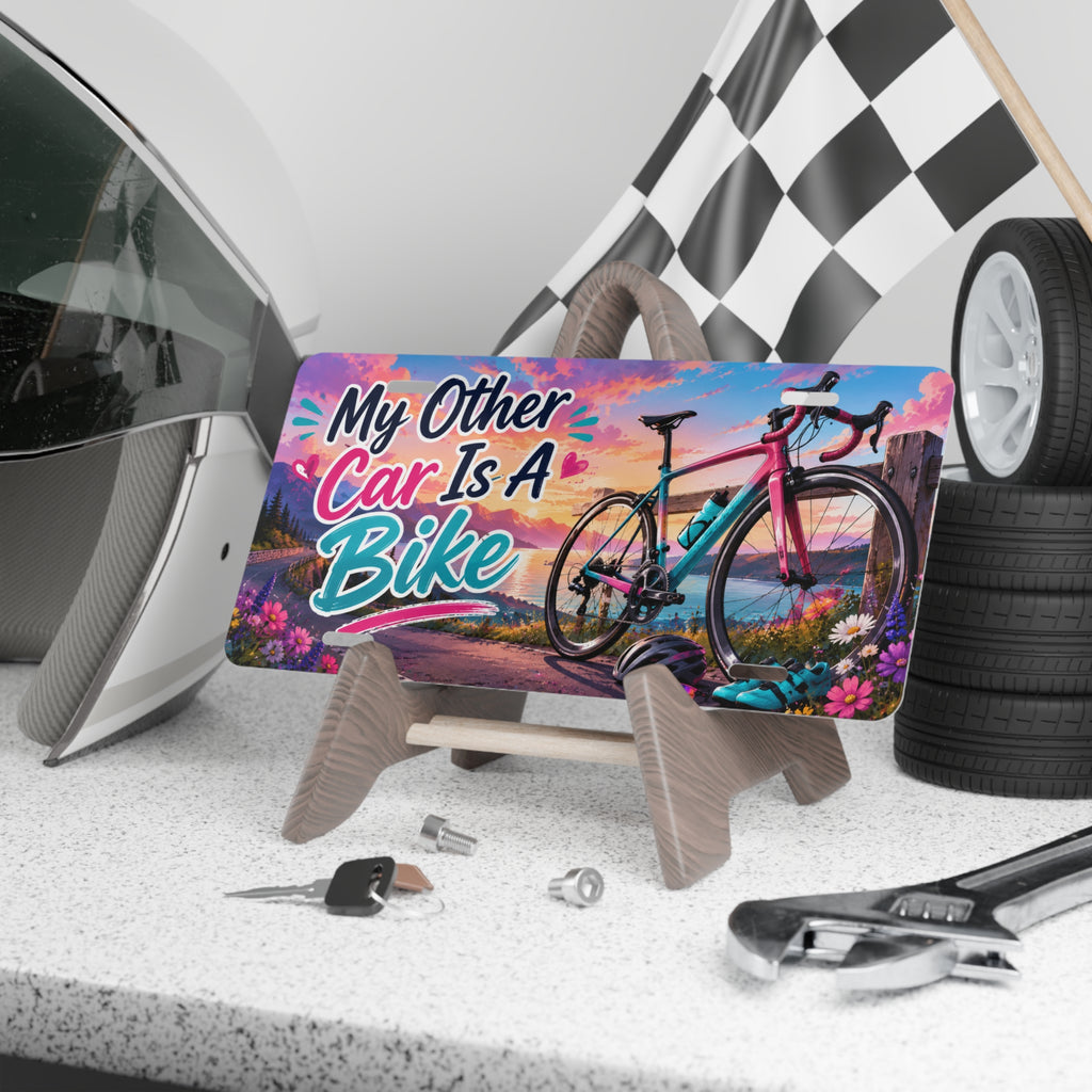 My Other Car Is A Bike Vanity Plate | Bicycle Sunset License Plate