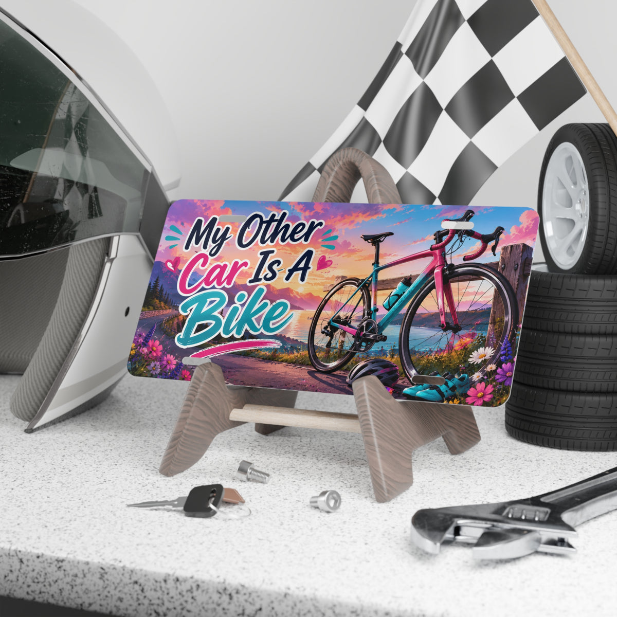 My Other Car Is A Bike Vanity Plate | Bicycle Sunset License Plate