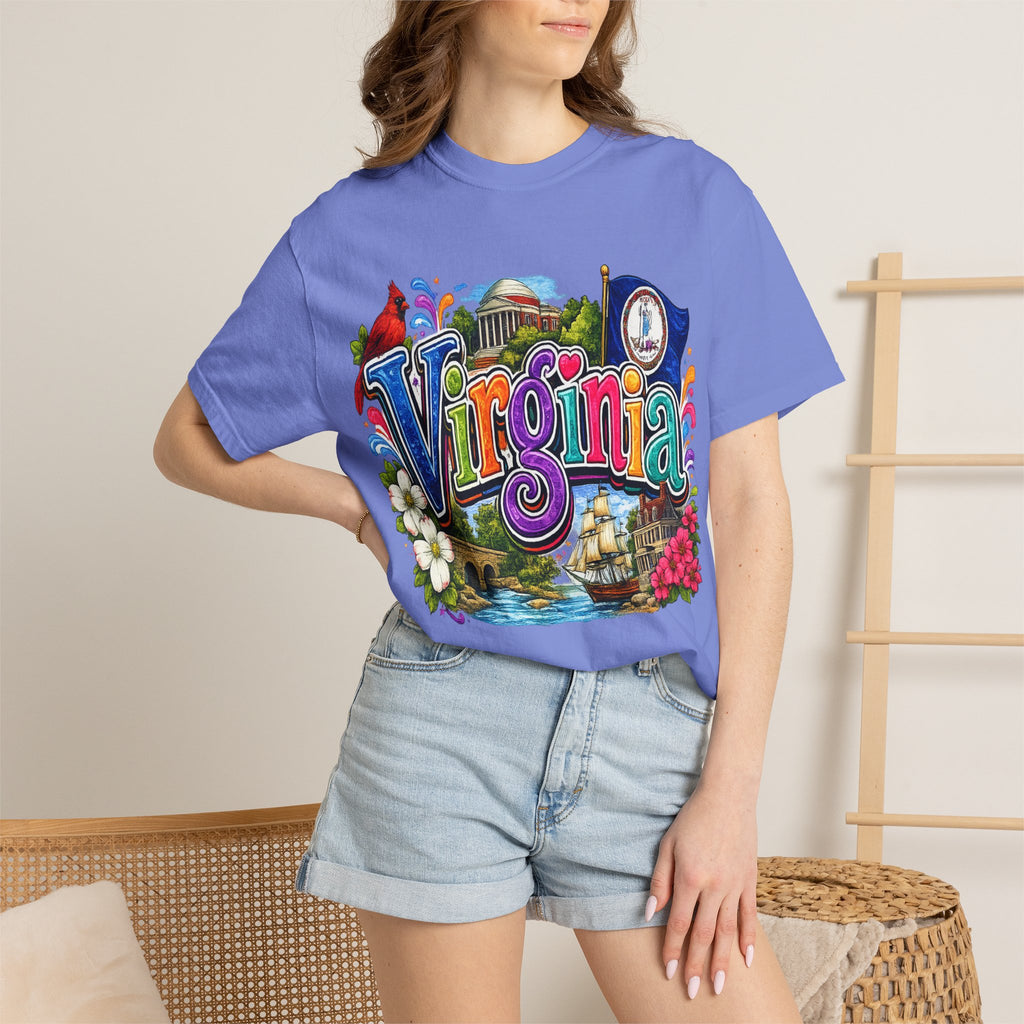 Virginia Vintage Postcard T-Shirt | State Scenic Illustration