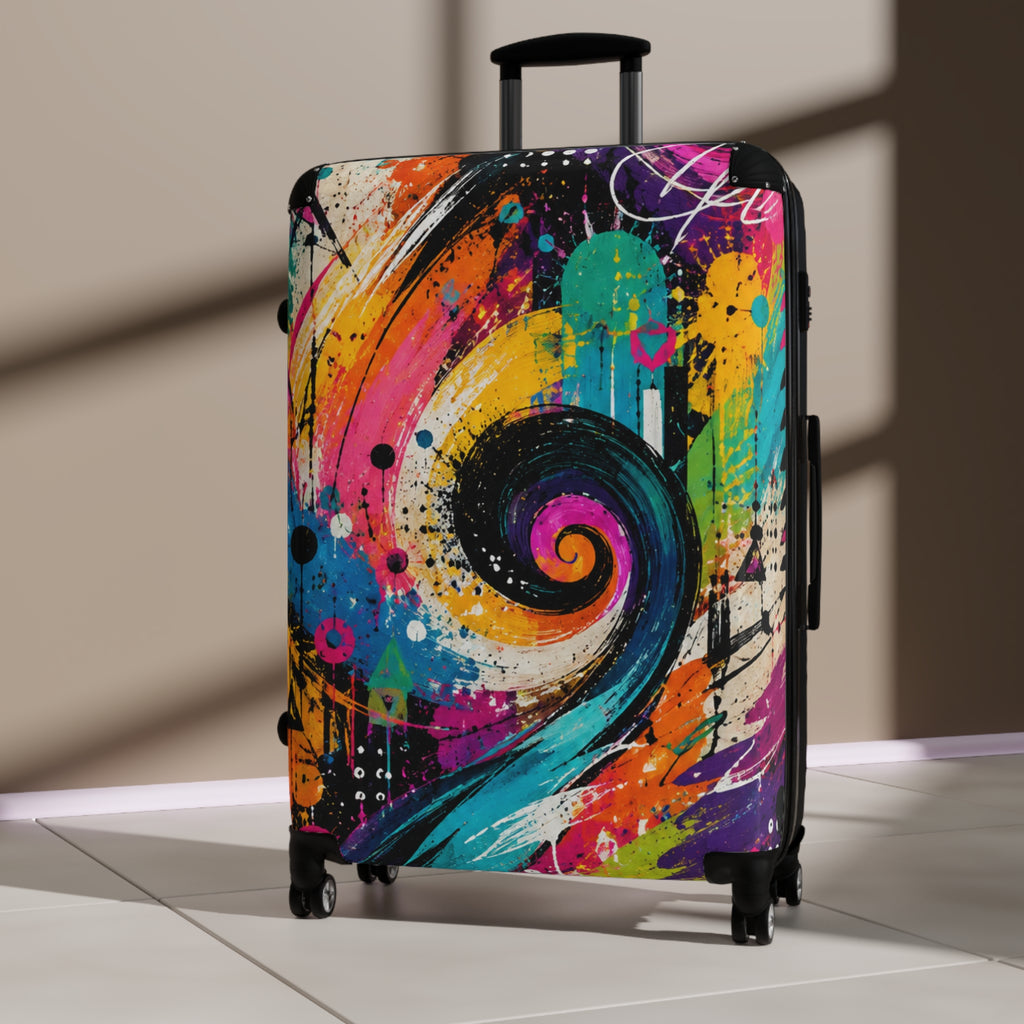Colorful Swirl Carry-On Suitcase – Vibrant Abstract Travel Luggage