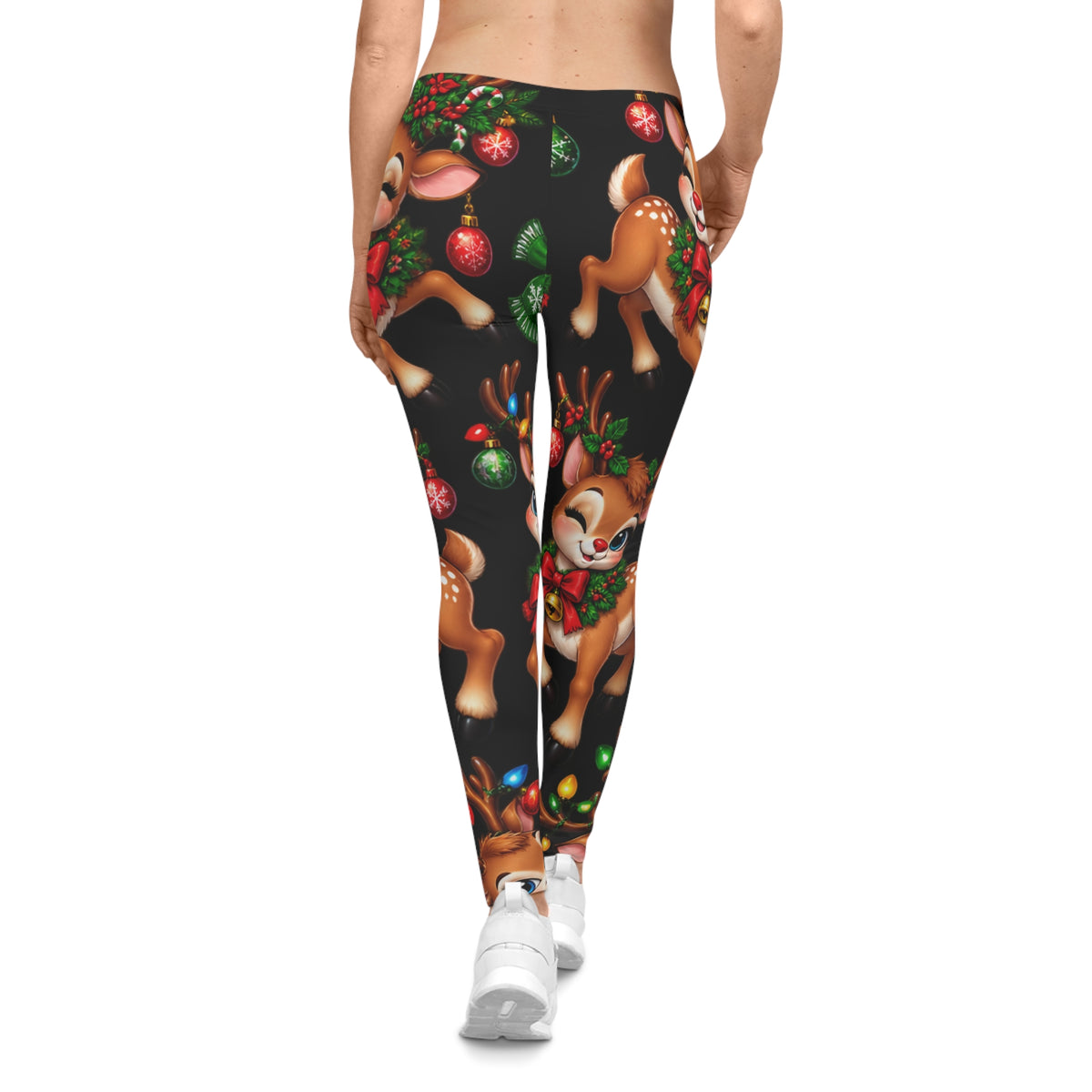 Christmas Reindeer Leggings — Cute Holiday All-Over Print