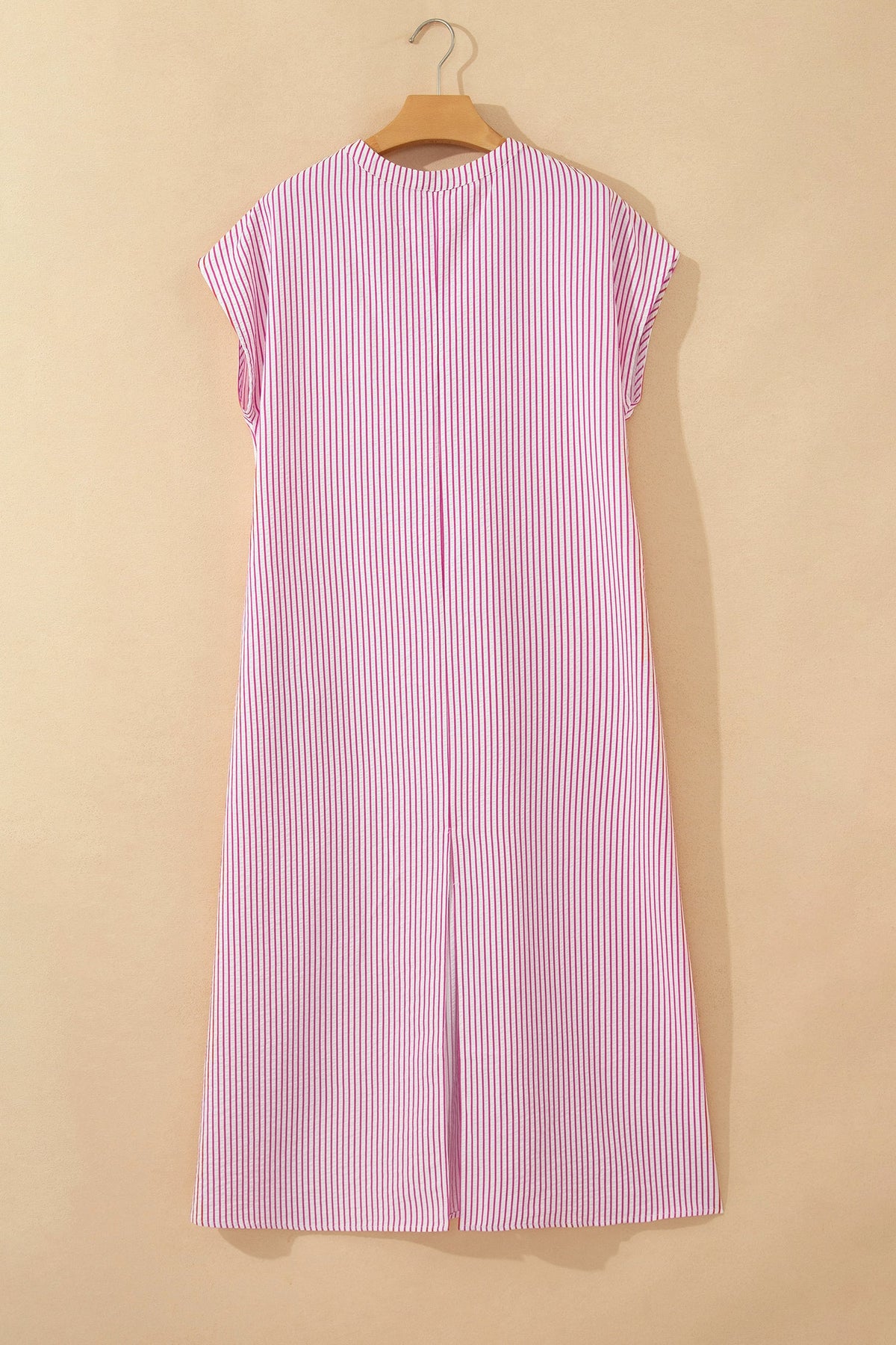 Stripe Frilled Half Buttoned Maxi Dress