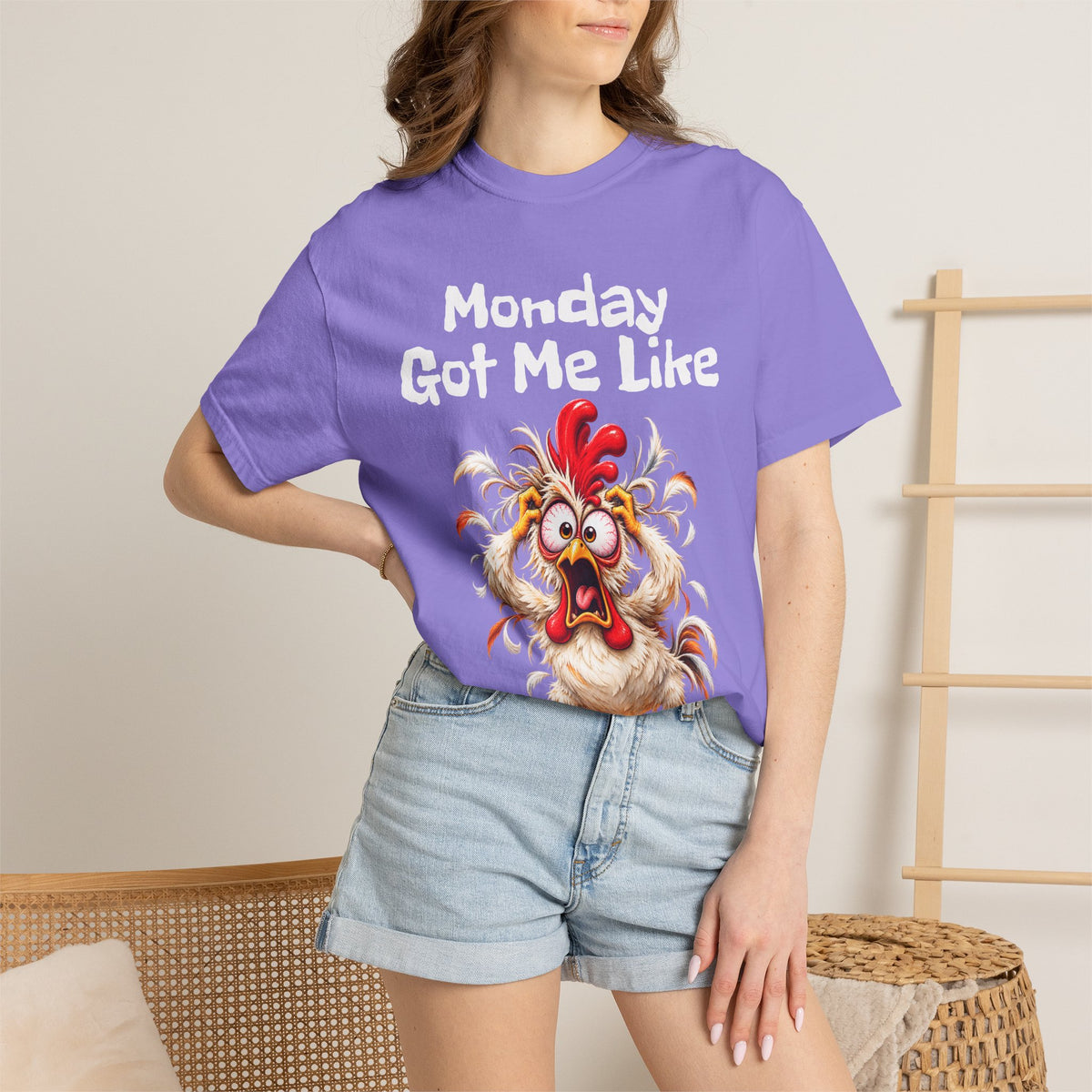 Copy of Monday Got Me Like T-Shirt — Funny Cartoon Chicken Graphic Tee