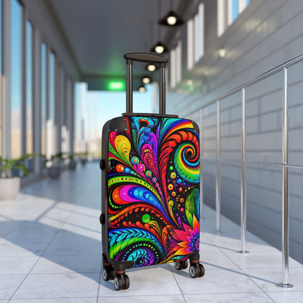 Psychedelic Paisley Carry-On Suitcase — Vibrant Swirl Hard-Side Luggage