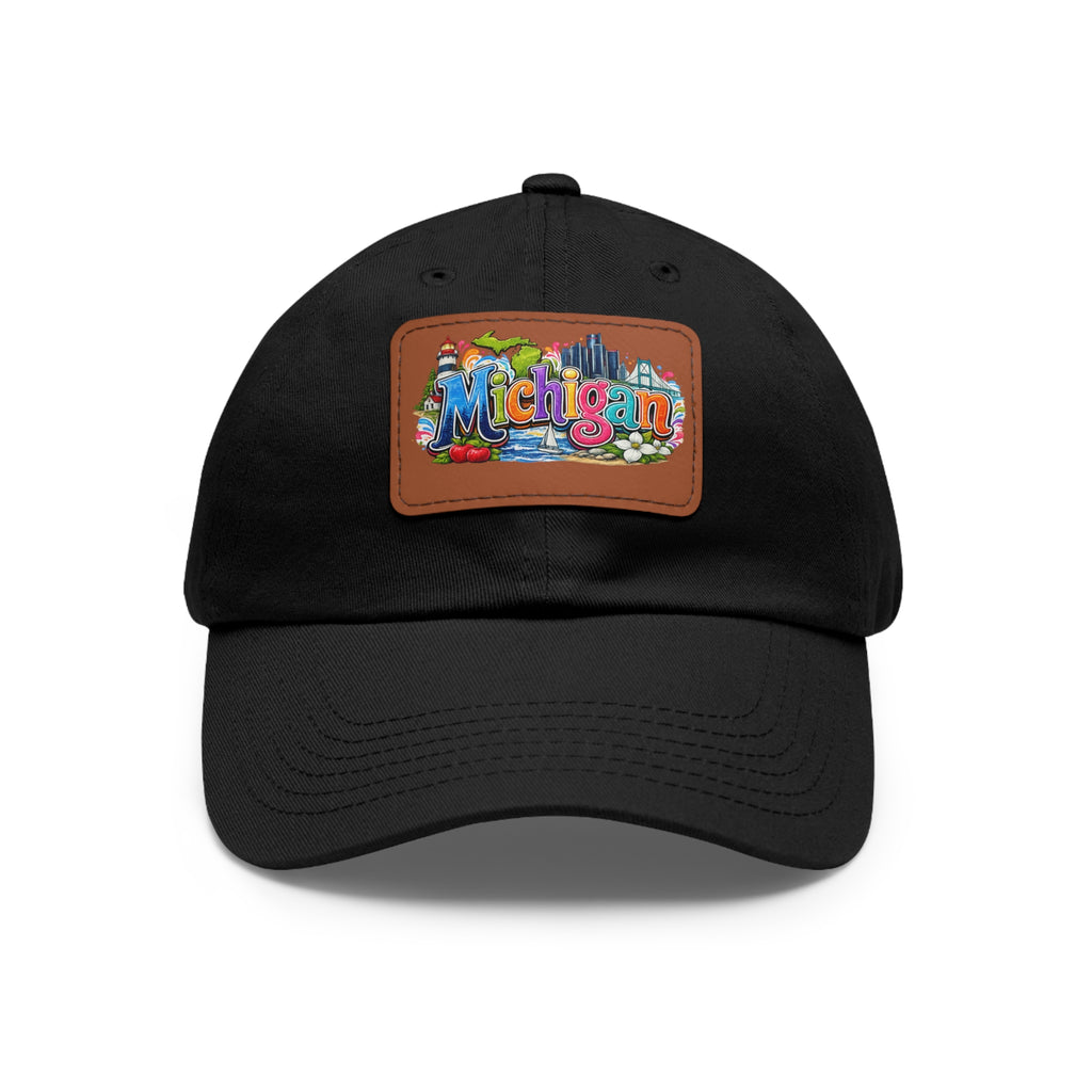 Michigan Patch Dad Hat | Leather Rectangle Patch