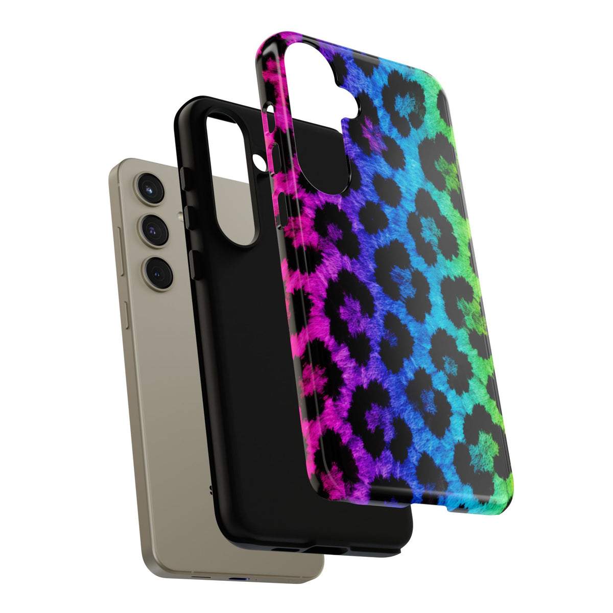 Neon Rainbow Leopard Tough Case – Colorful Animal Print Phone Cover