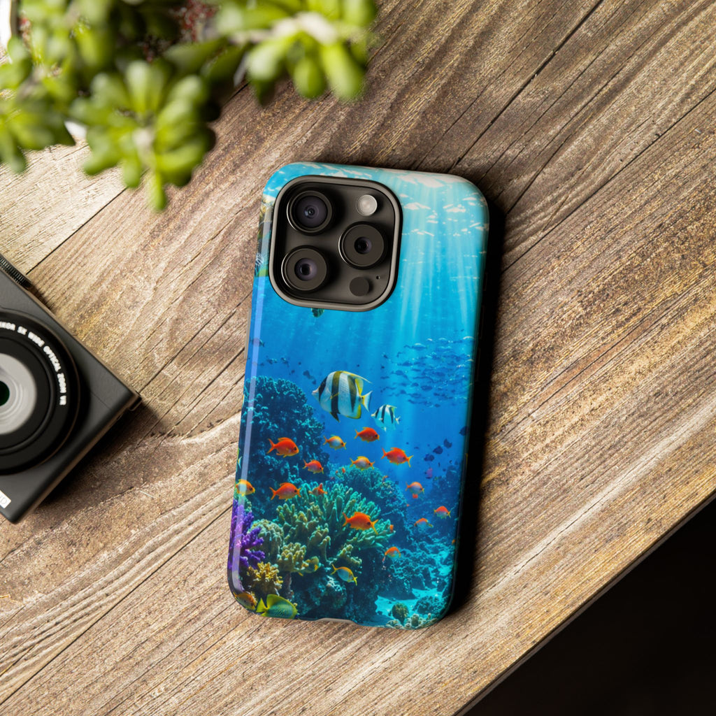 Underwater Ocean Life Tough Phone Case — Coral Reef & Sea Turtle Protective Cover