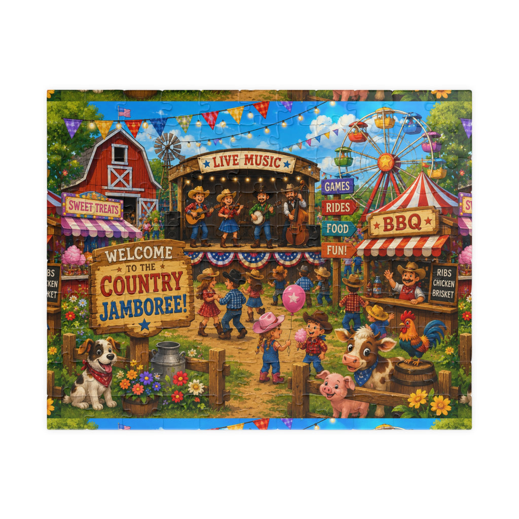 Country Jamboree Puzzle 520 Piece | Barnyard Fair Illustration