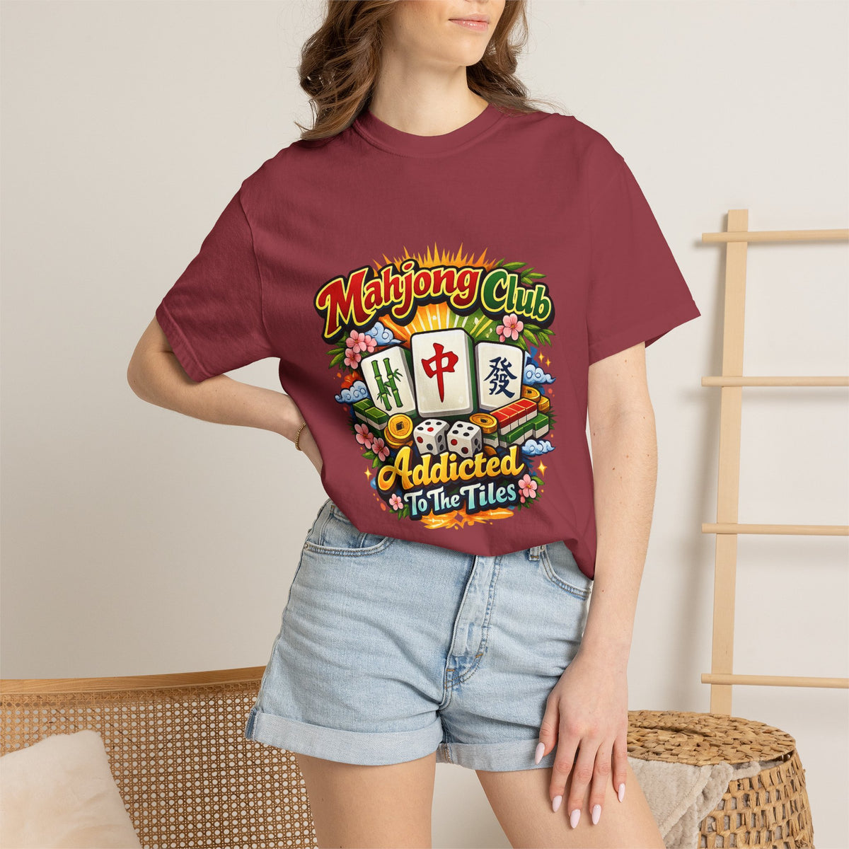 Mahjong Club Addicted to the Tiles T-shirt | Mahjong Graphic Tee