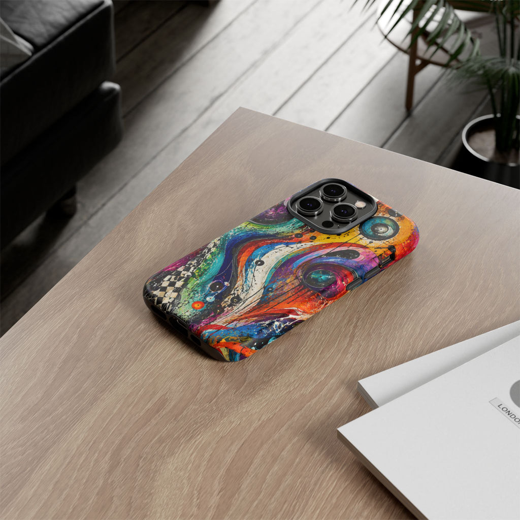 Abstract Cosmic Swirl Phone Case — Colorful Artistic iPhone Tough Case