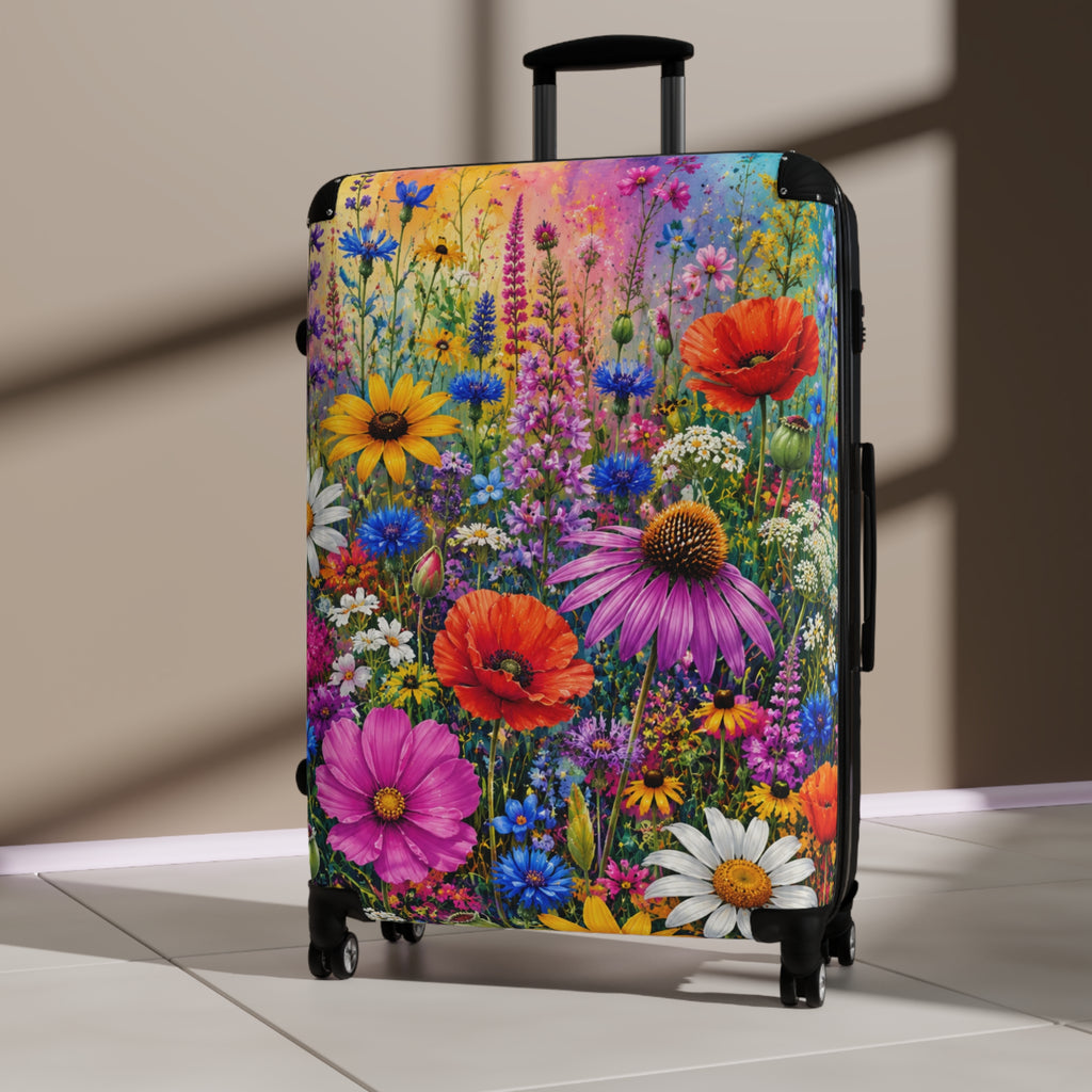 Floral Meadow Suitcase – Colorful Wildflower Rolling Luggage