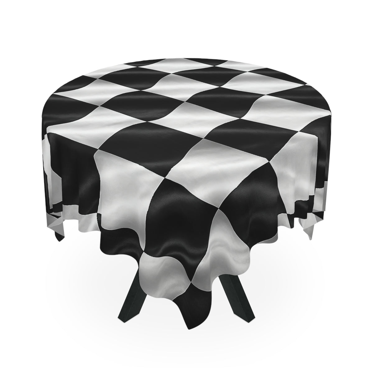 Checkered Racing Flag Tablecloth – Black & White Motorsport Table Cover