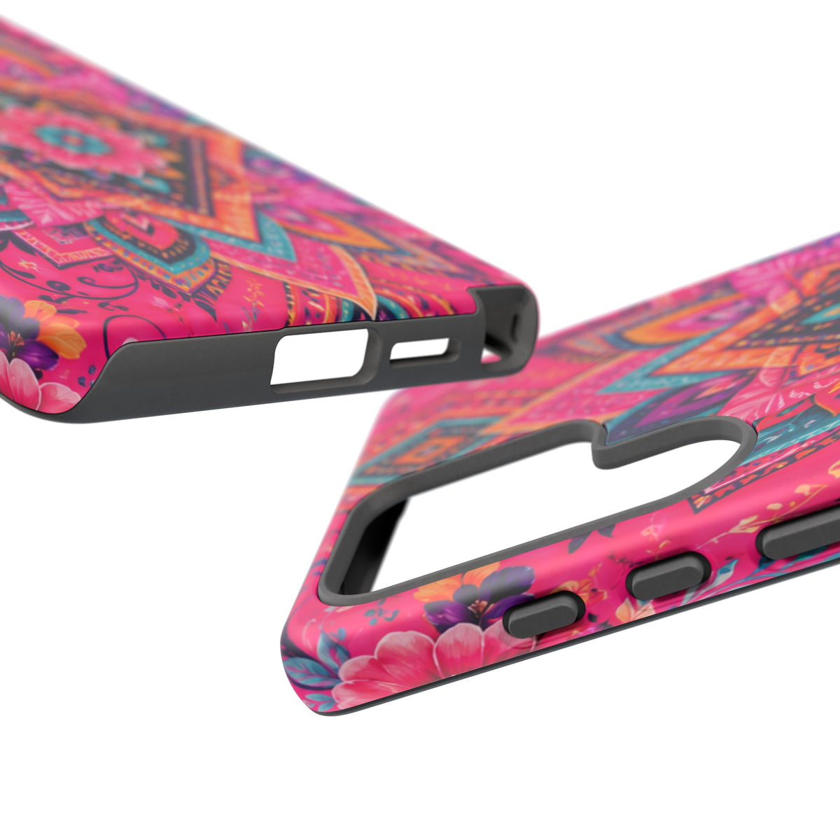 Floral Mandala Tough Phone Case — Pink Boho Protective Cover