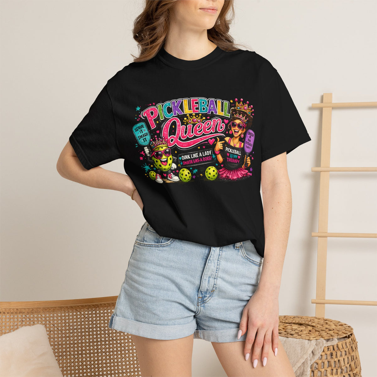 Pickleball Queen T-Shirt | Colorful Pickleball Graphic Tee