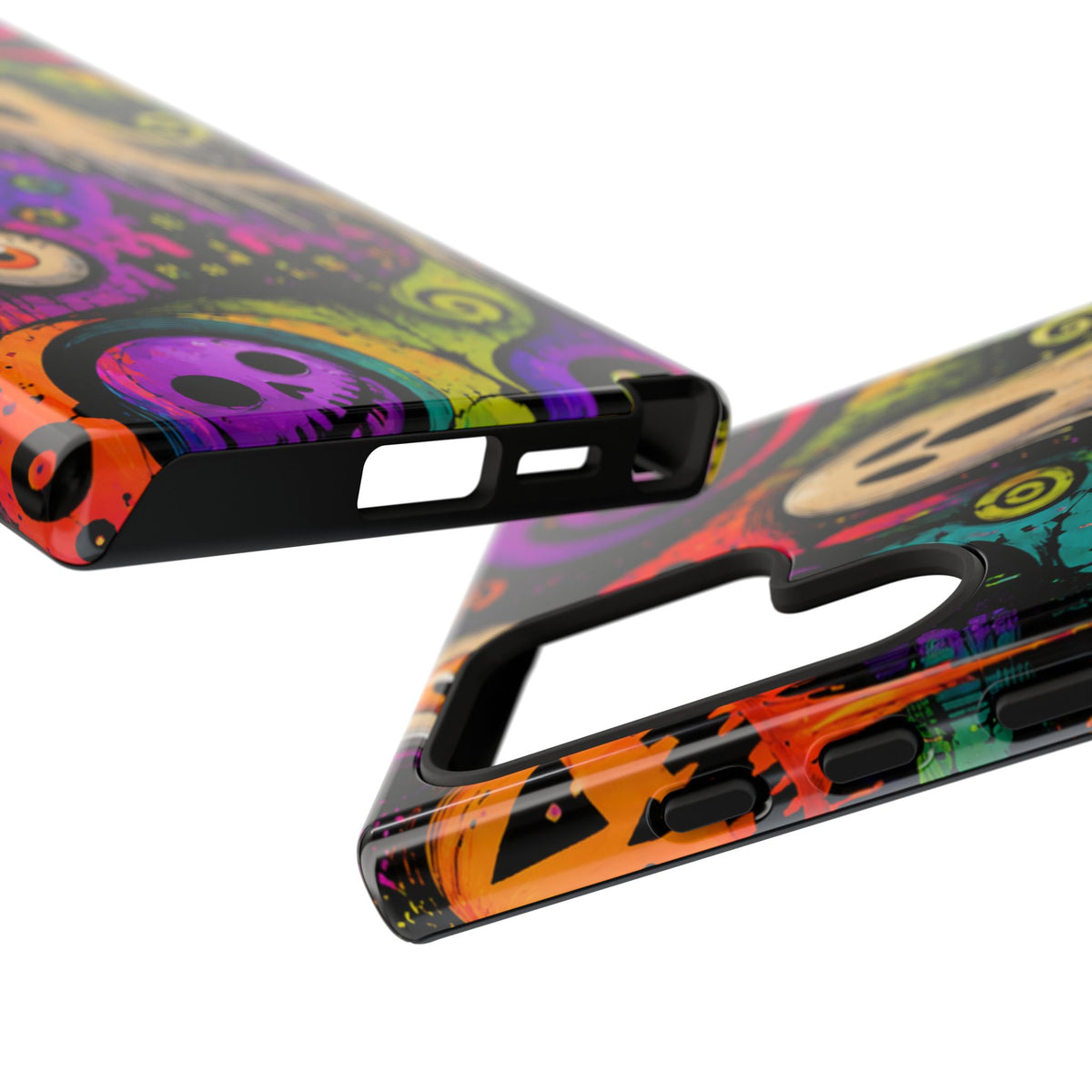 Halloween Ghost Phone Case — Colorful Spooky Skull & Haunted House Tough Case